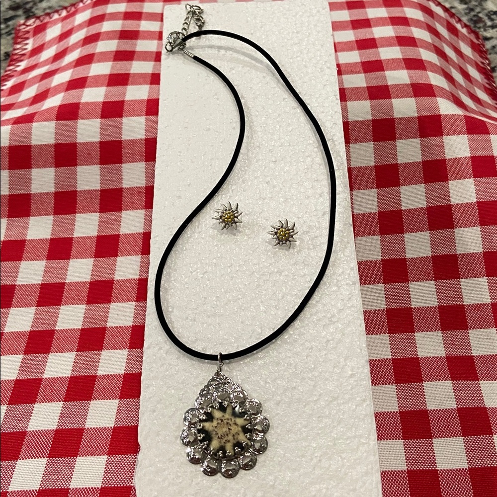 Austria Edelweiss Flower Necklace and Earrings